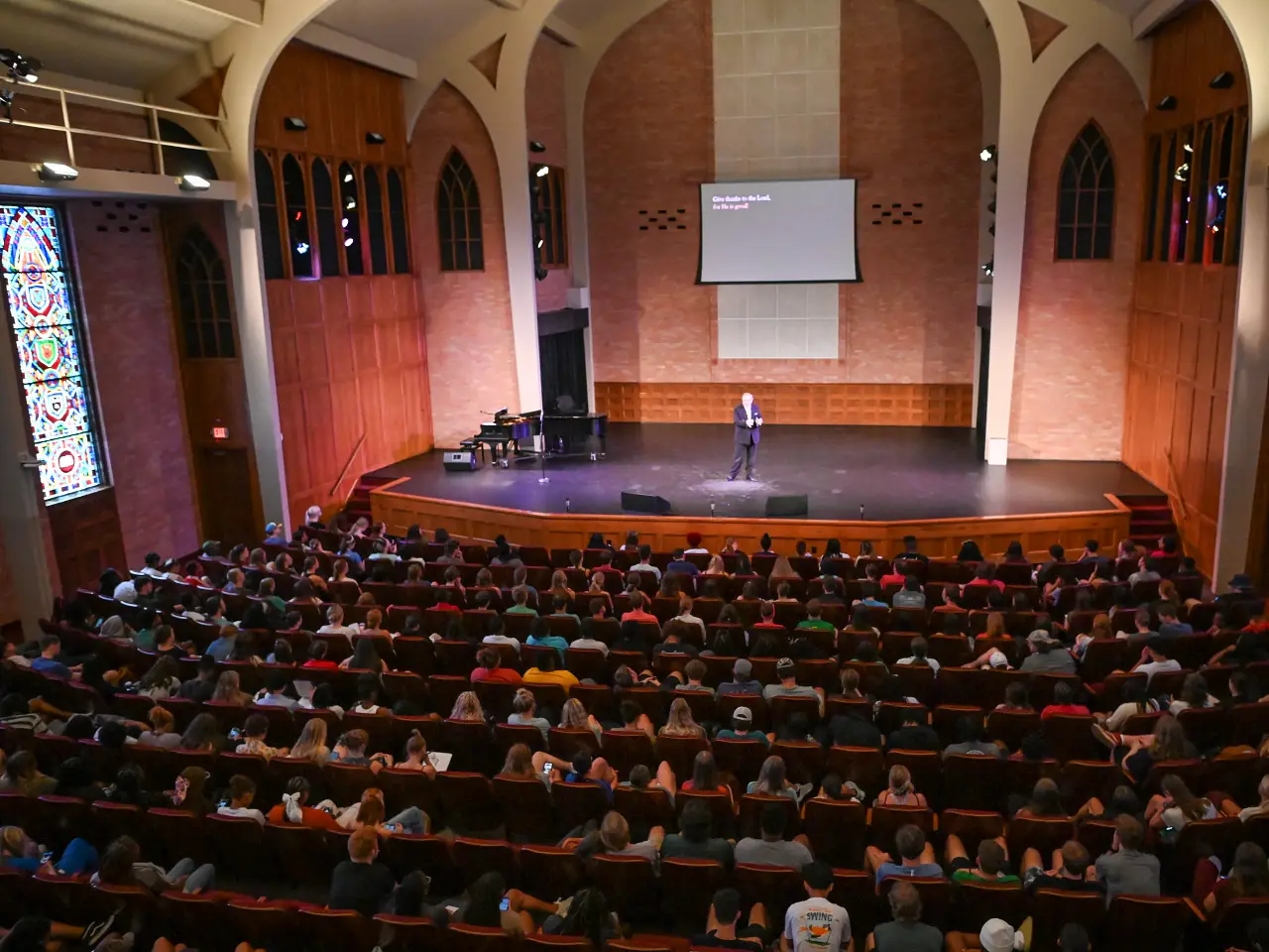 students in chapel