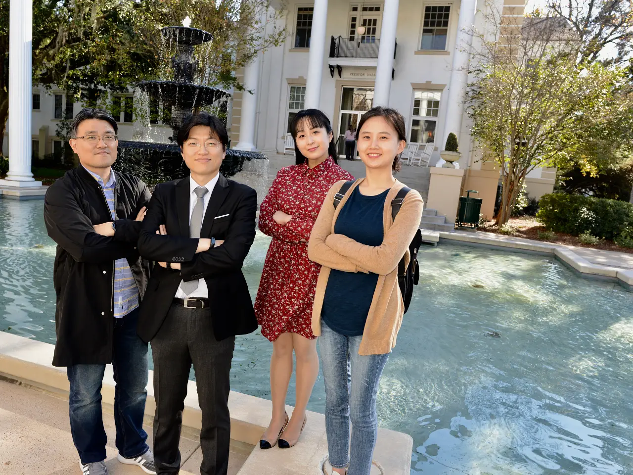 group of international students on campus